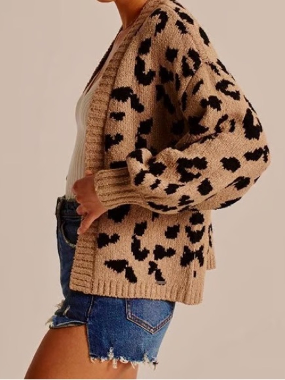 Abercrombie & Fitch Tan and Black Leopard Print Cardigan